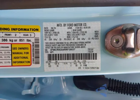 2024 Ford Bronco Sport Heritage from USA, damaged, VIN 3FMCR9G64RRF36637